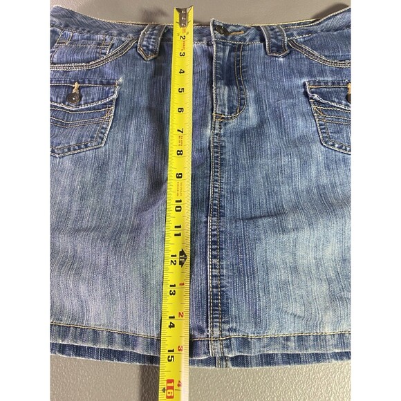 Vintage FADED GLORY Skort Denim Jean Med Wash Button Pockets 80s Womens 10 Blue - Picture 6 of 9
